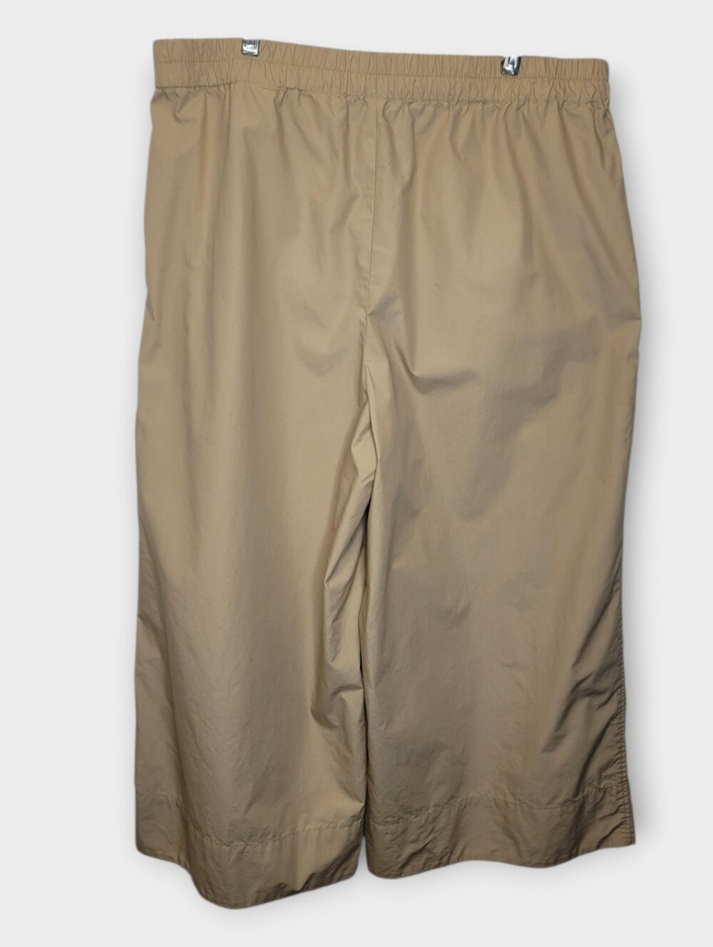 Banana Republic Wide Leg Cropped Cotton Poplin Pull On Pants XL Khaki NEW - Picture 3 of 7
